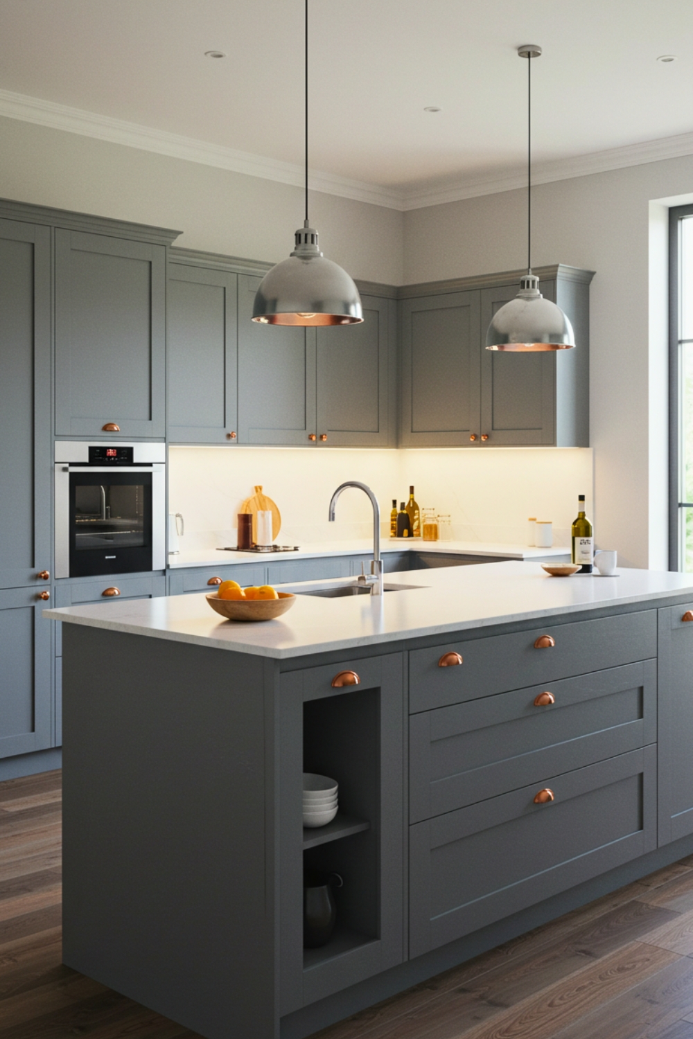 A Sleek Contemporary Kitchen With A Large Island