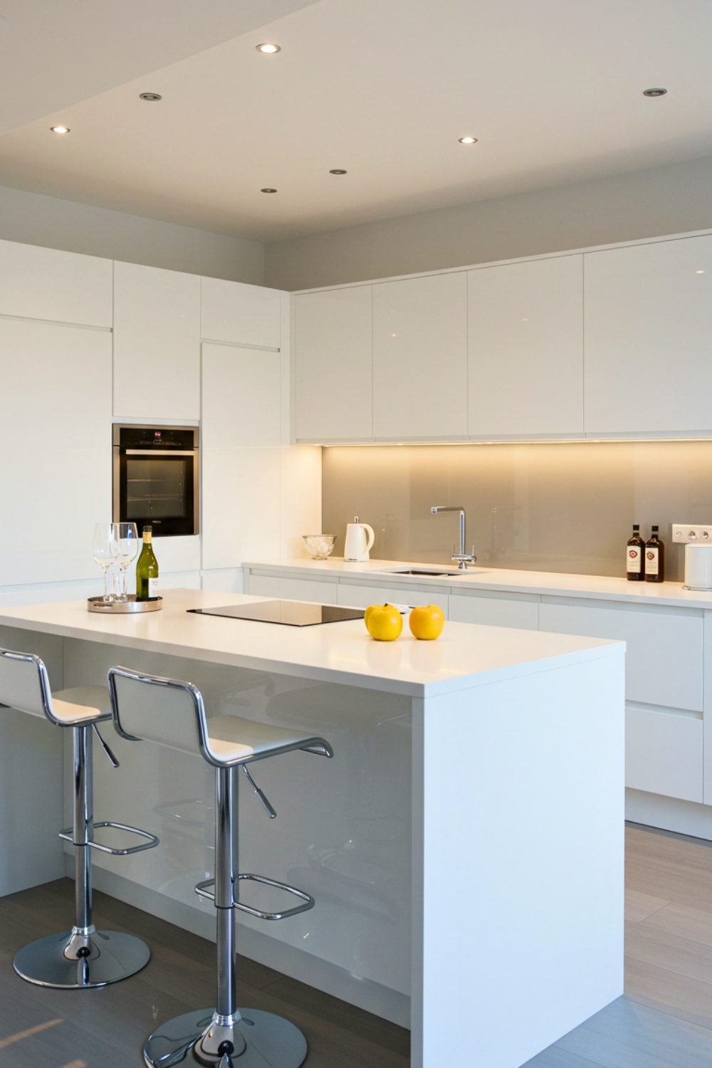 A Sleek Minimalist Kitchen With Handle Less White Cabinetry