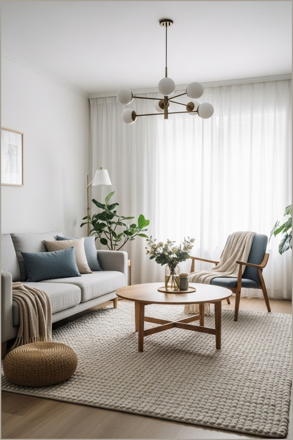 Bright Modern Living Room With Scandinavian Japandi Influence