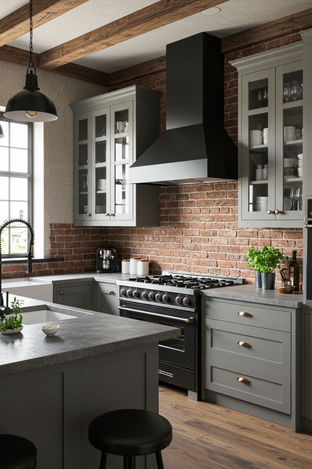 Bright Urban Industrial Prompt A Bright Urban Industrial Kitchen