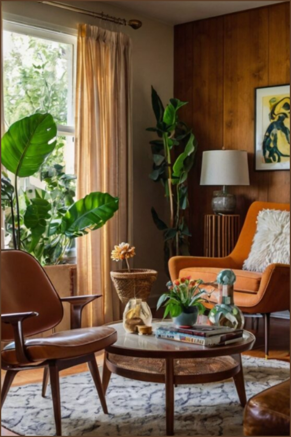 Bright modern living room with Scandinavian-Japandi influence. A