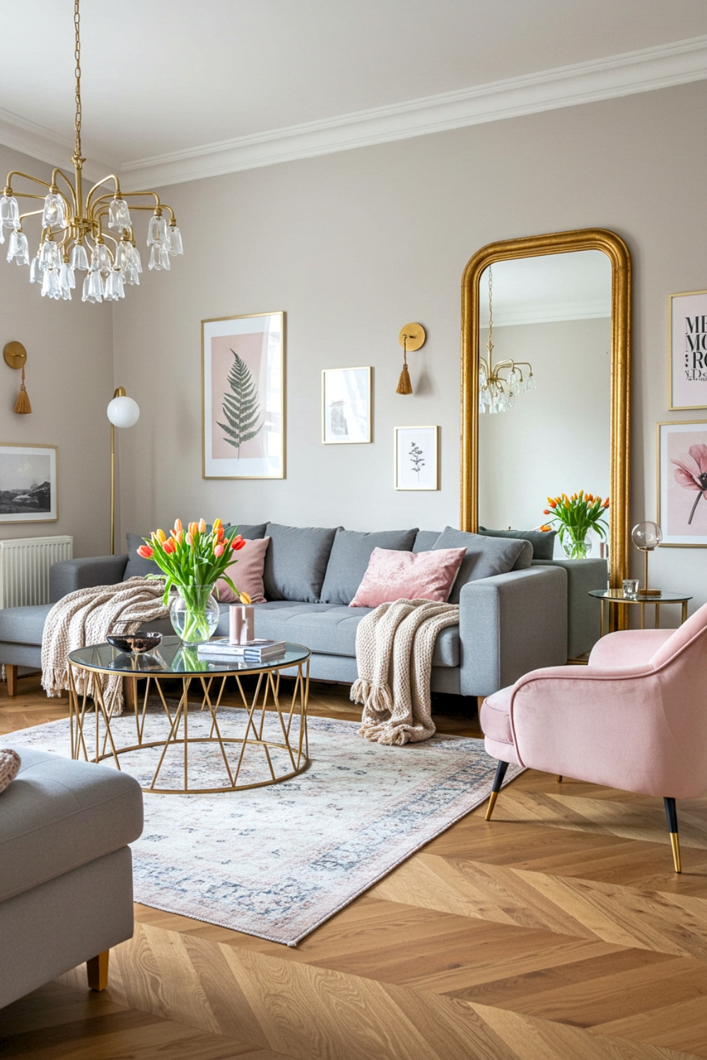 Eclectic Living Room With Natural Light And Gray Sectional 