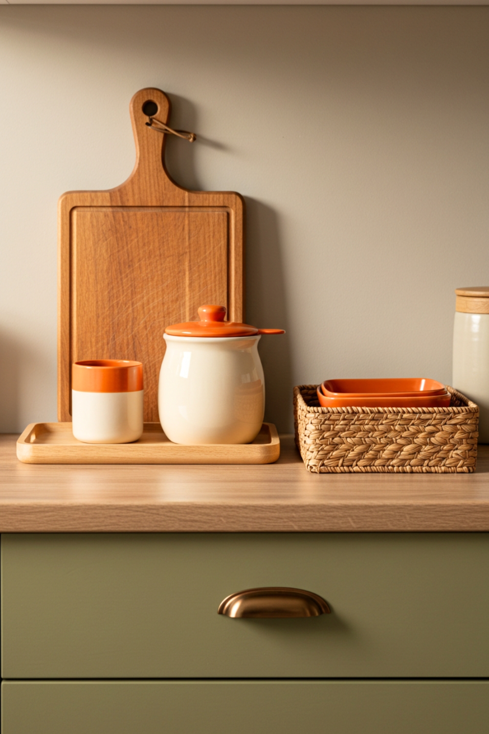 Cozy Modern Kitchen Still Life Wooden Cutting Board