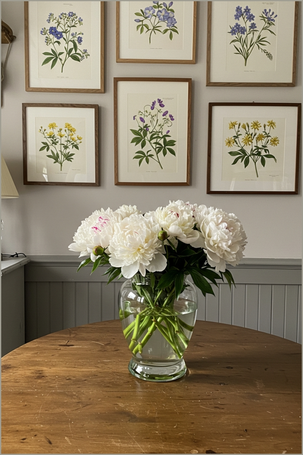 Elegant Cottagecore Interior, Glass Vase Filled With Soft