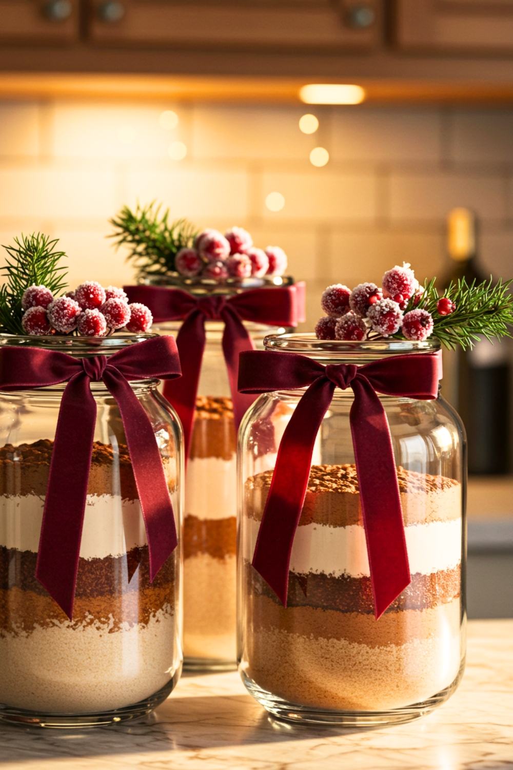 Holiday Still Life Three Large Glass Jars With Airtight Lids