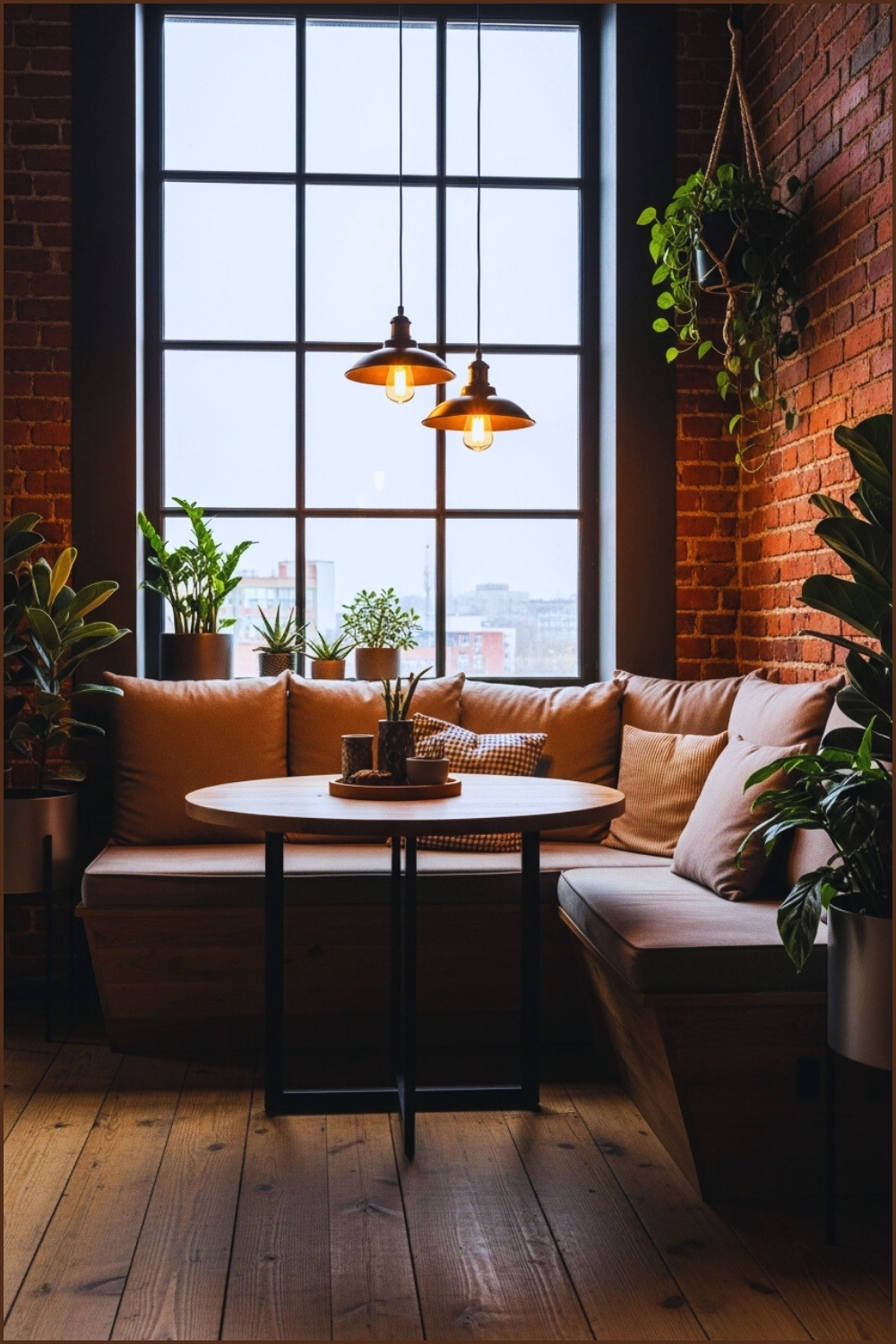 Industrial Modern Dining Nook Cozy Banquette Seating Upholstered