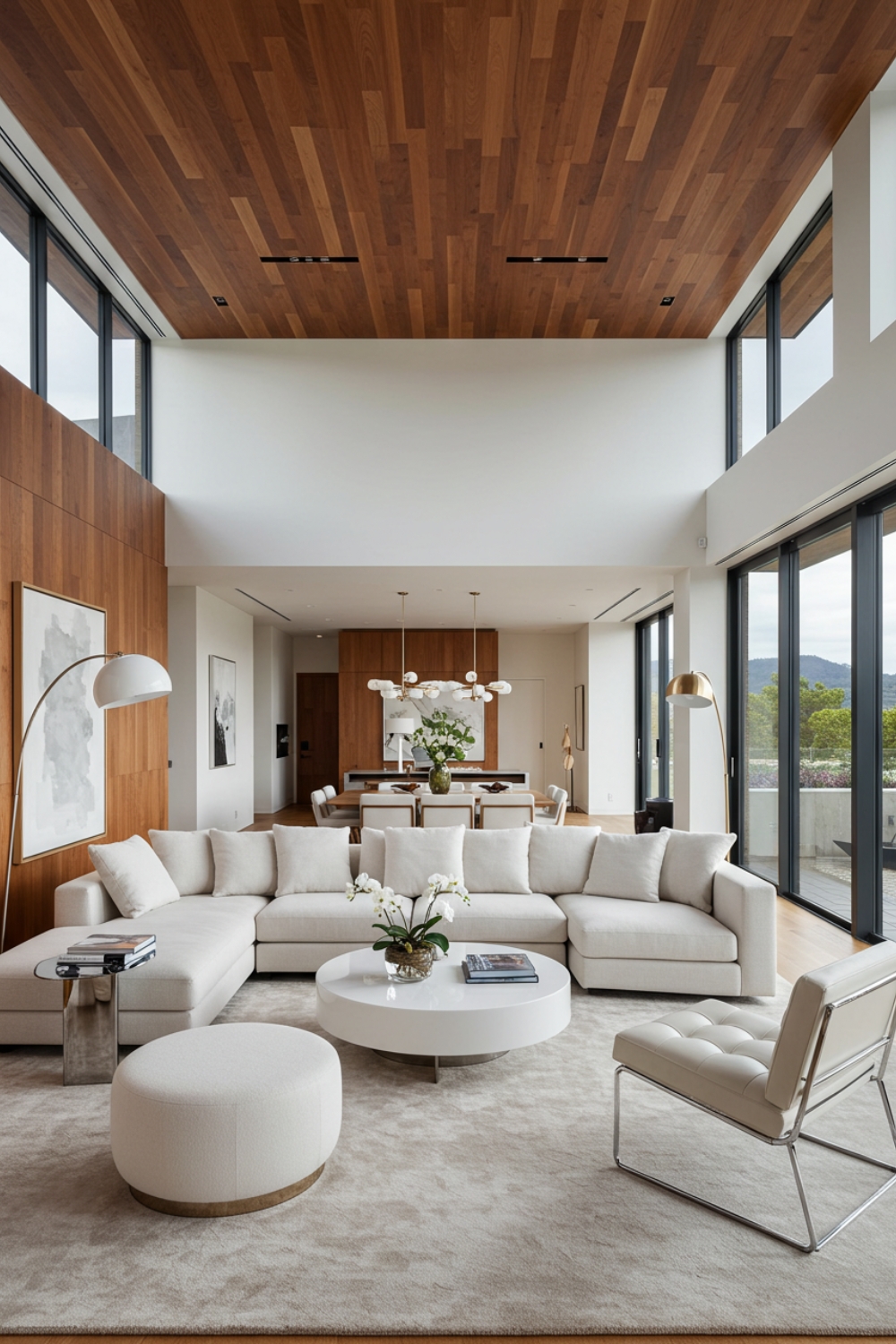 Luxurious Modern Living Room With High Ceilings 