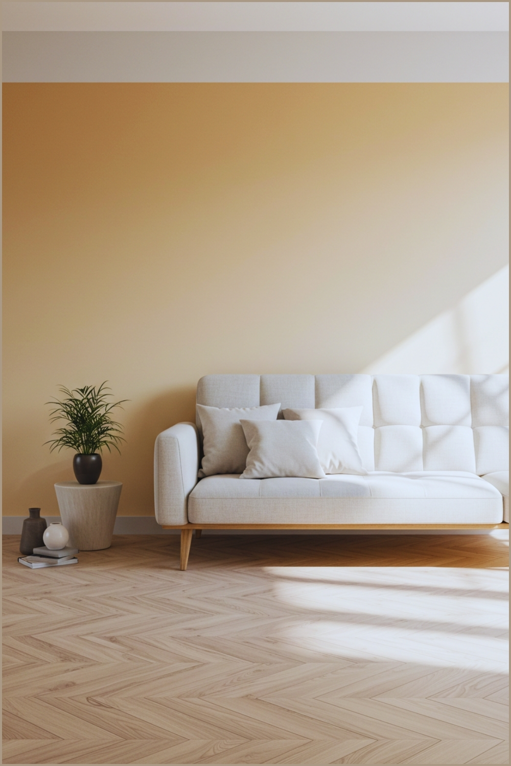 Minimalist Living Room With Soft Ombre Gradient Accent Wall