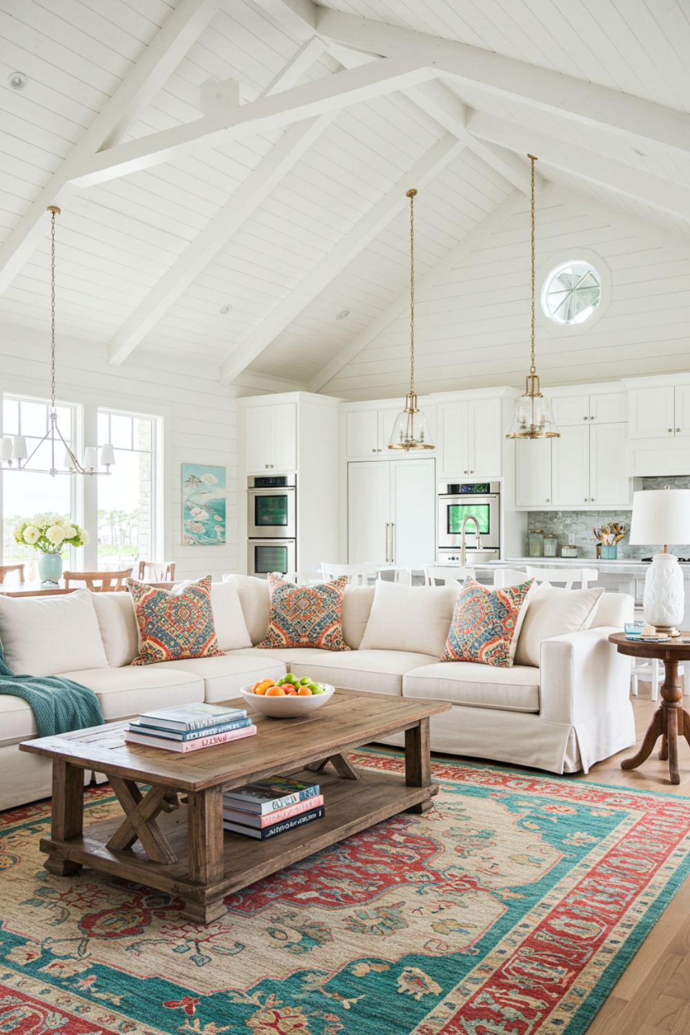 Stylish Modern Farmhouse Living Room With Vaulted Shiplap 