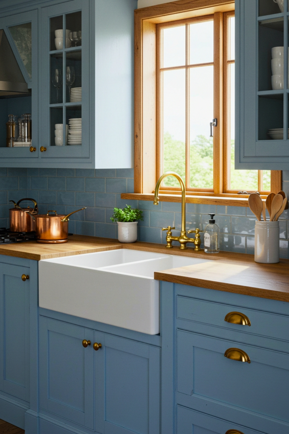 Option A Cozy Cottage Blue Kitchen Prompt Imagine A Warm Cottage Style Kitchen