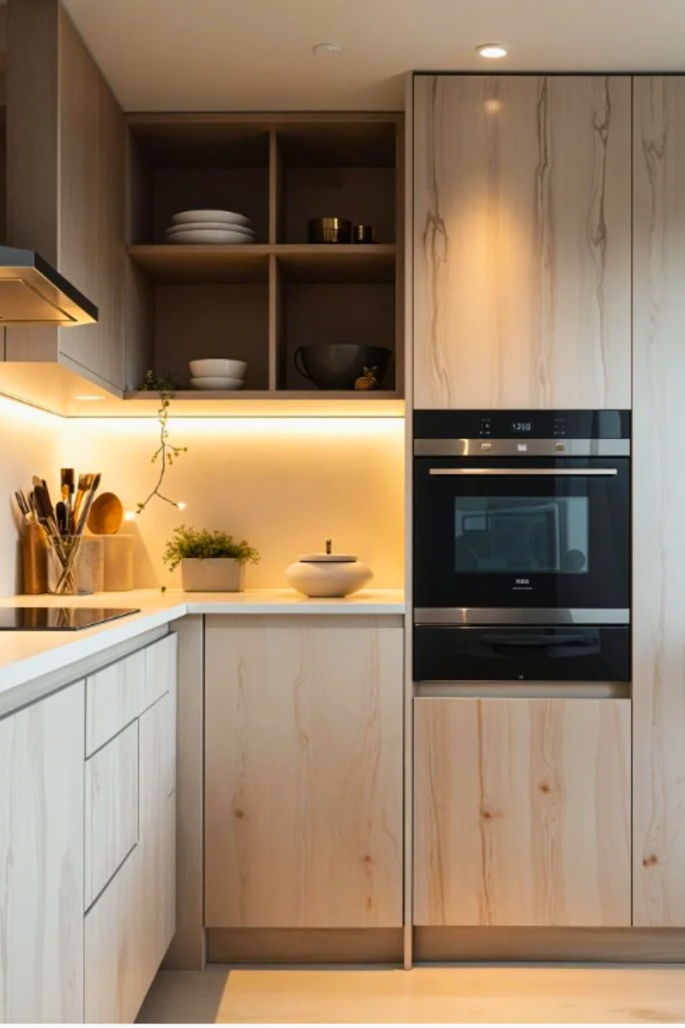 Prompt Sleek Compact Modern Kitchen With Light Gray