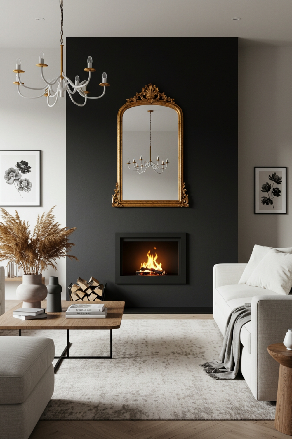 This Image Showcases A Minimalist Living Room With An Elegant And Cozy Vibe