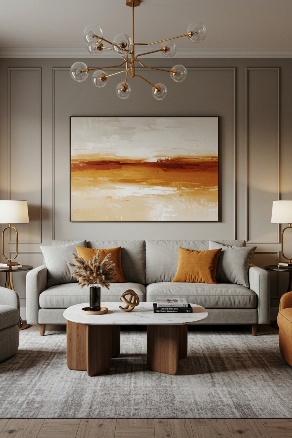 Modern Elegance And Cozy Warmth In A Living Room 