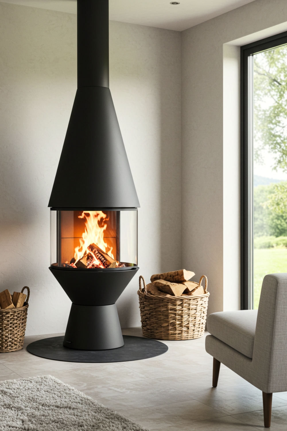 Unique Cone-shaped Modern Fireplace Centerpiece 