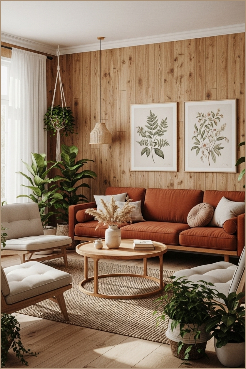 Warm Earthy Living Room With A Natural Bohemian Aesthetic