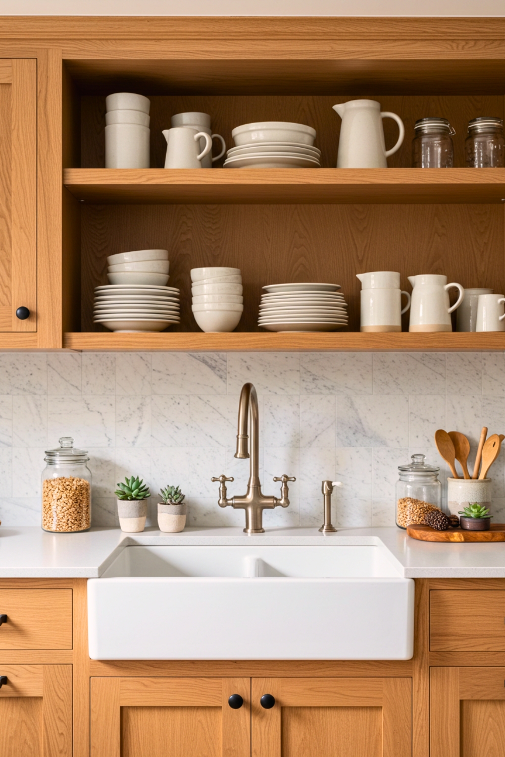 Warm Scandinavian Farmhouse Kitchen Sink Wall