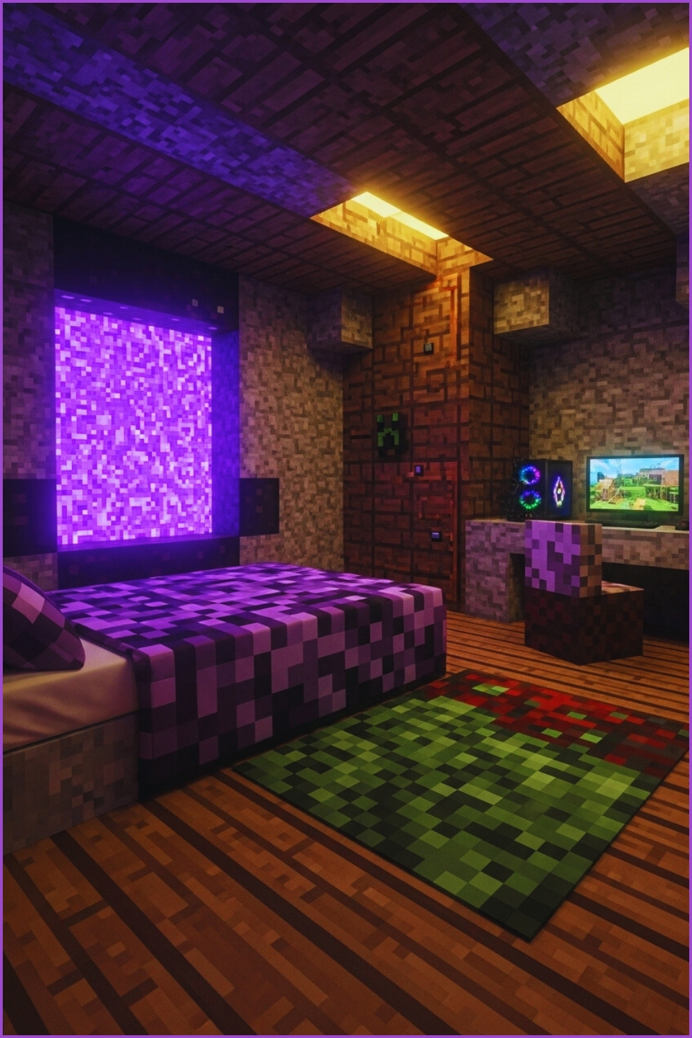 Fun Minecraft Bedroom With Pixel Block Walls 