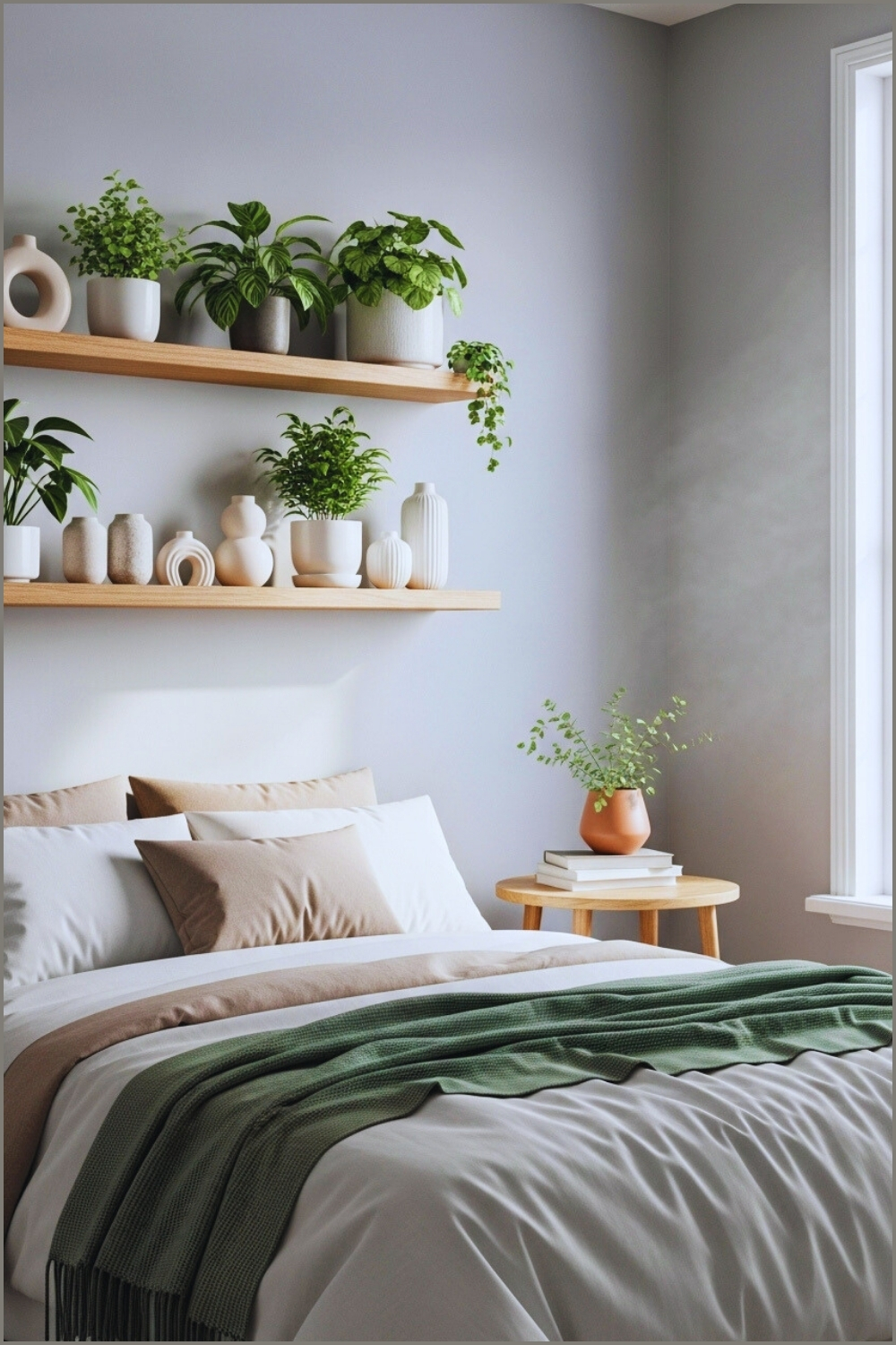 A Modern Minimalist Bedroom With Soft Gray Walls Sleek Floating Wooden