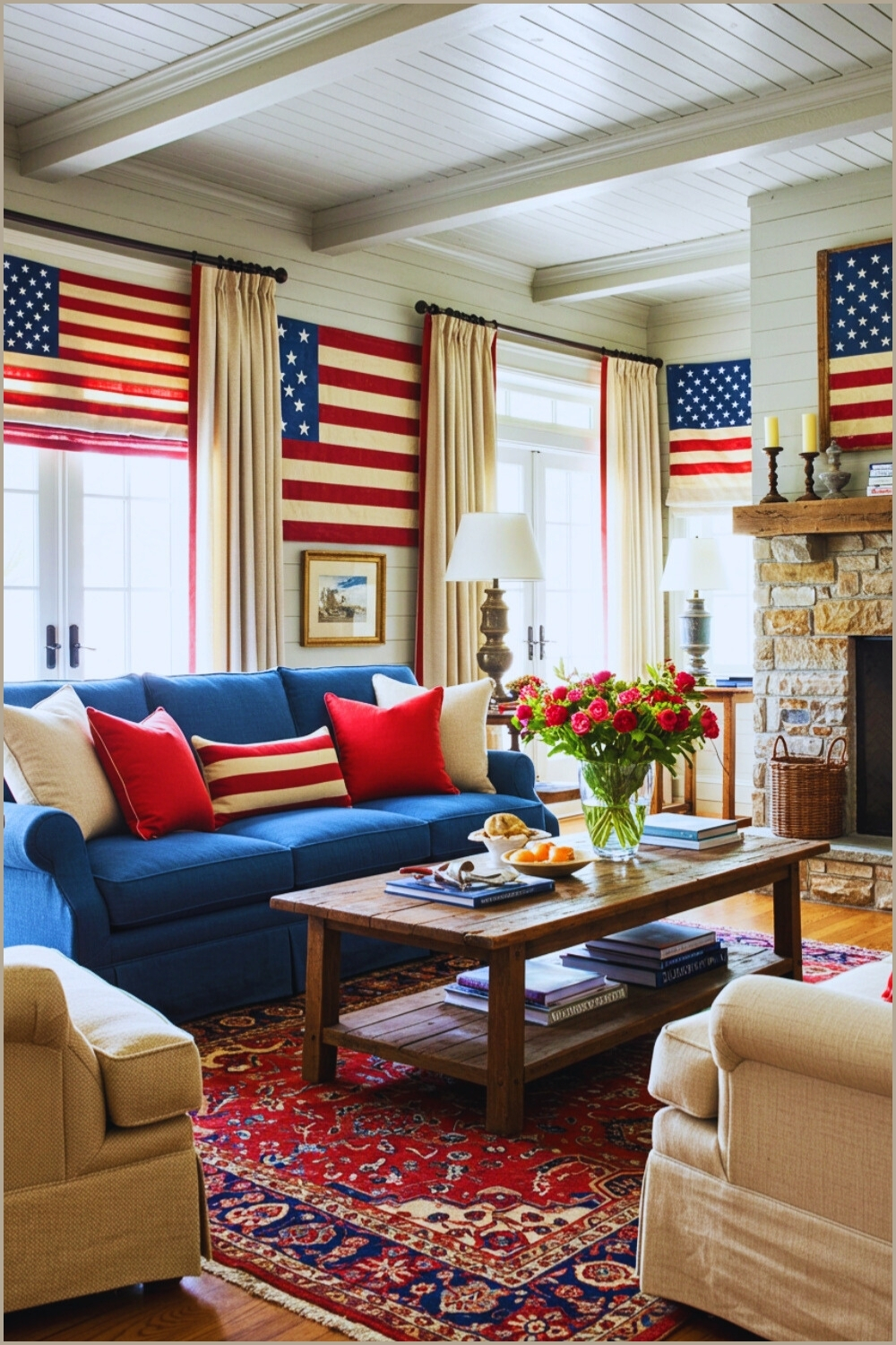 American Style Living Room Us Flag Wall Art