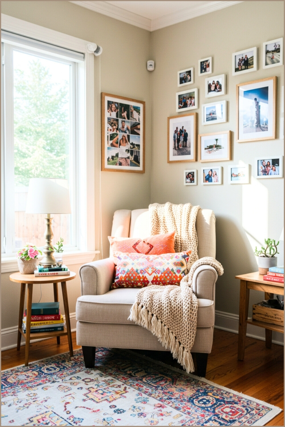 Armchair Reading Spot Colorful Pillows
