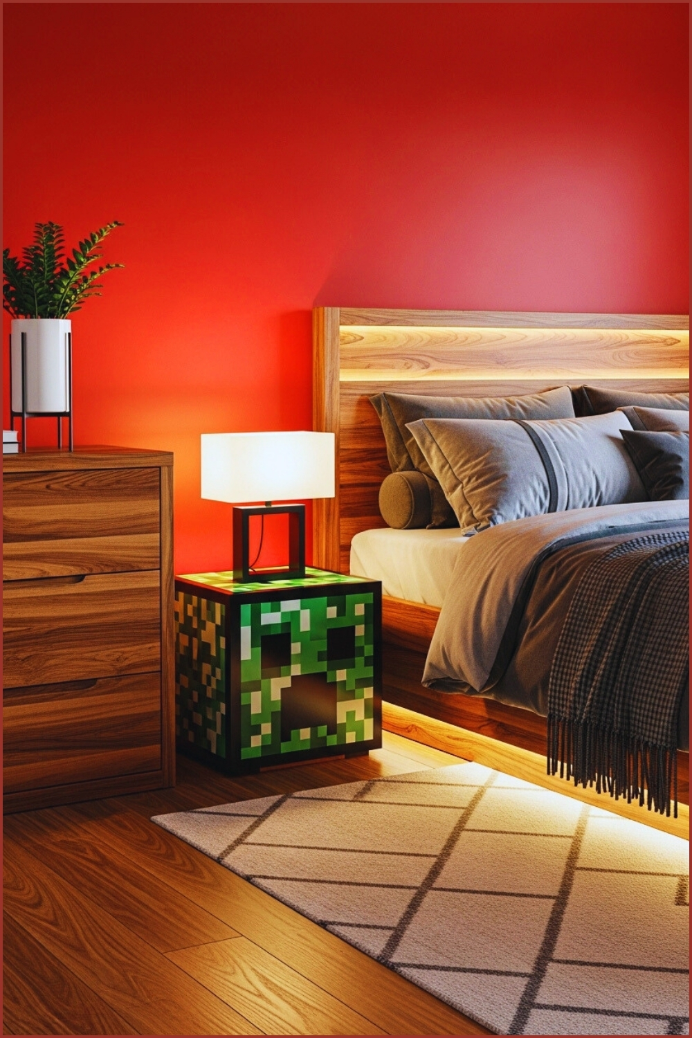 Bedroom Combines The Creativity Of Minecraft With A Cozy Modern