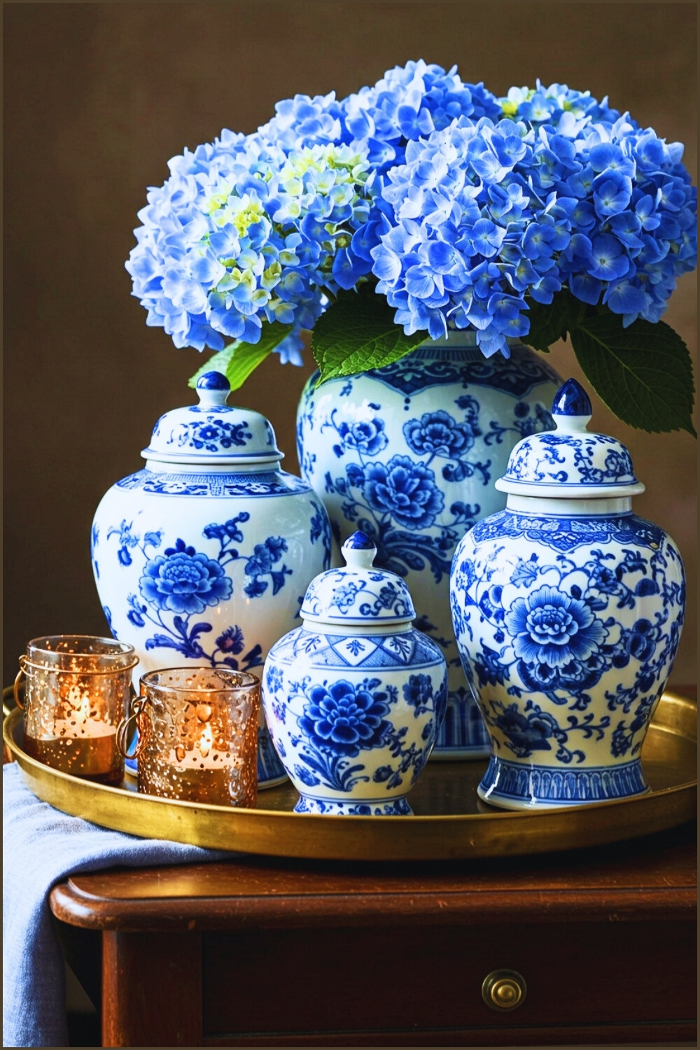 Blue And White Porcelain Vases Floral Patterns