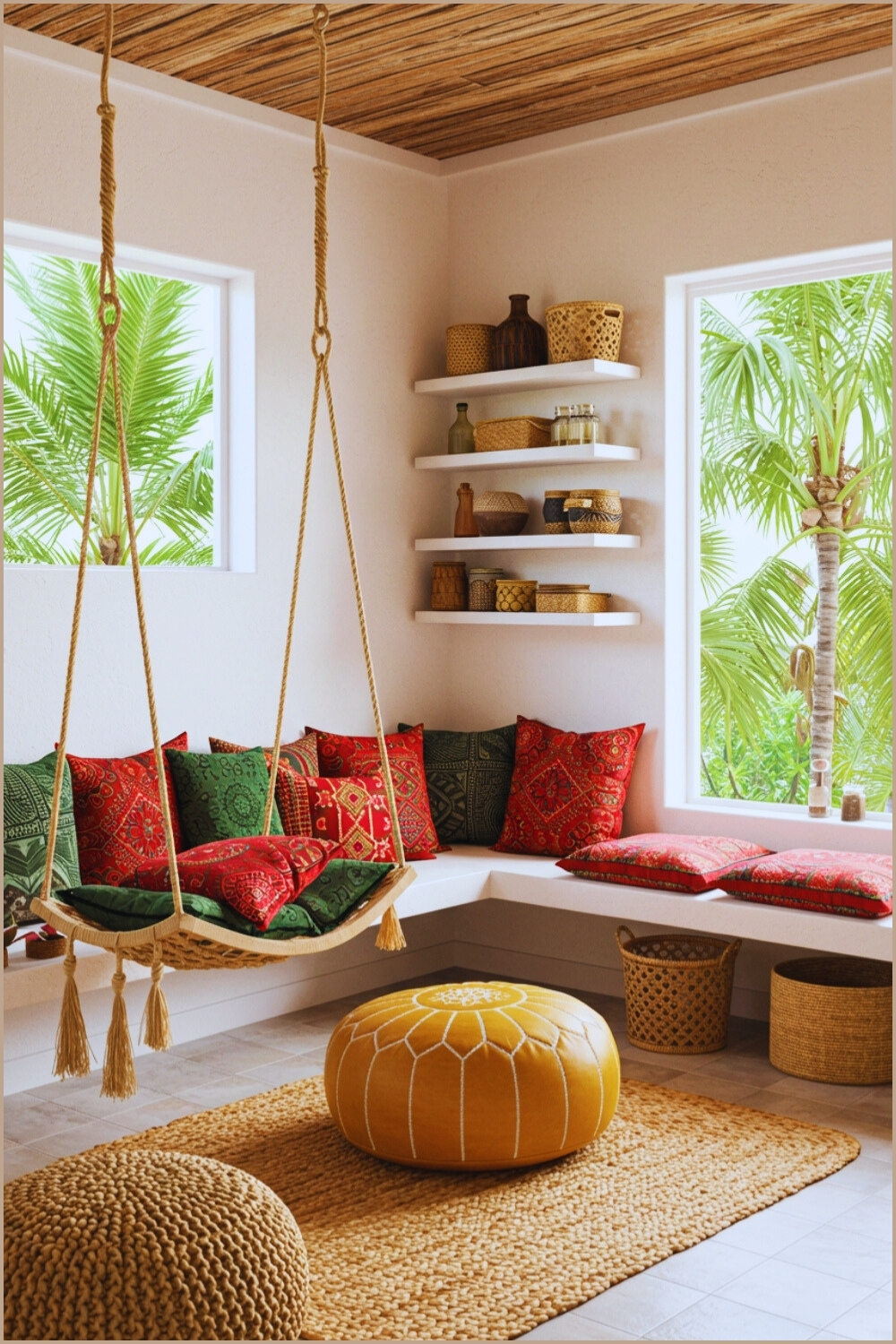 Bohemian Cozy Living Room Corner Hanging Swing Chair