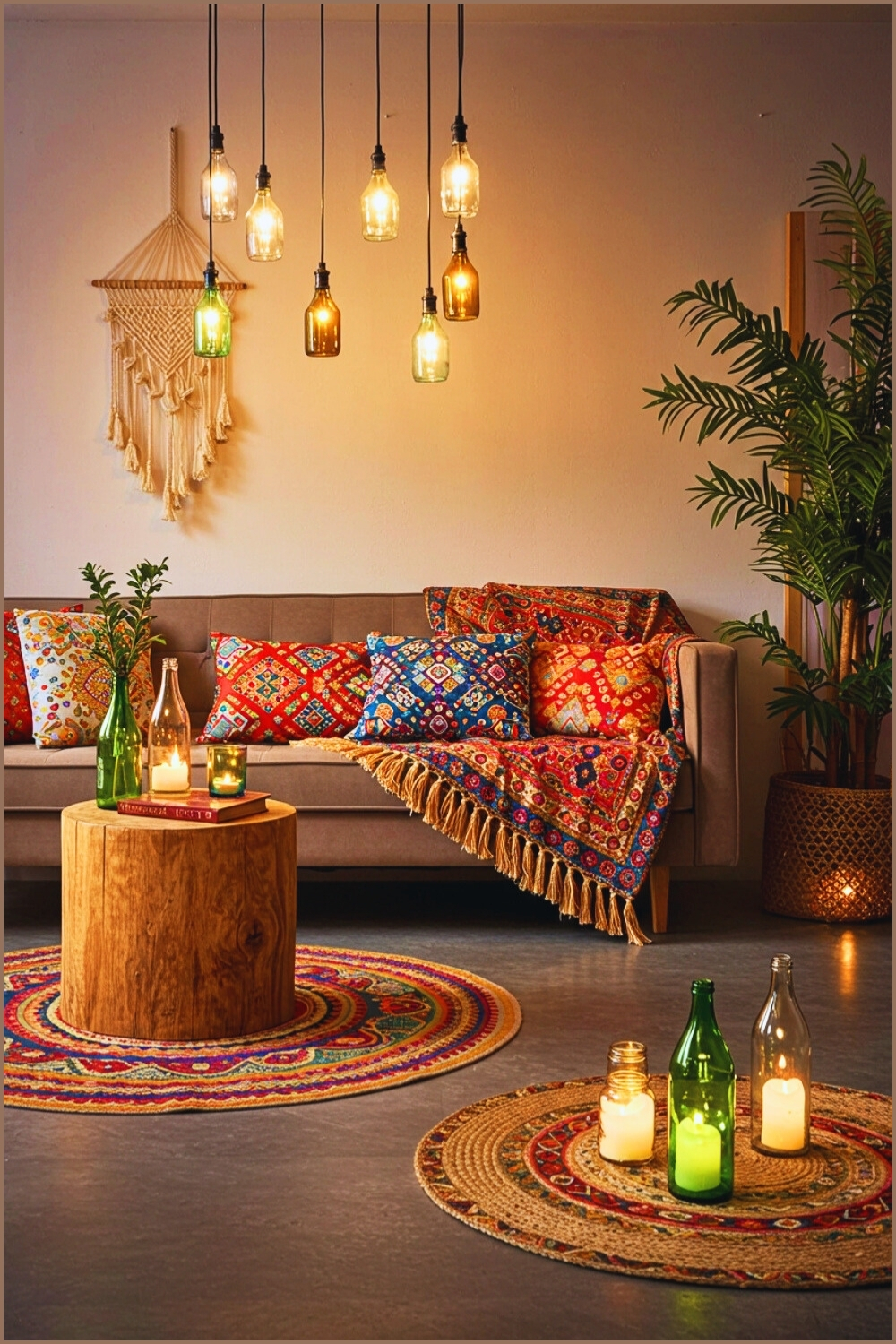 Bohemian Living Room Glass Bottle Lights
