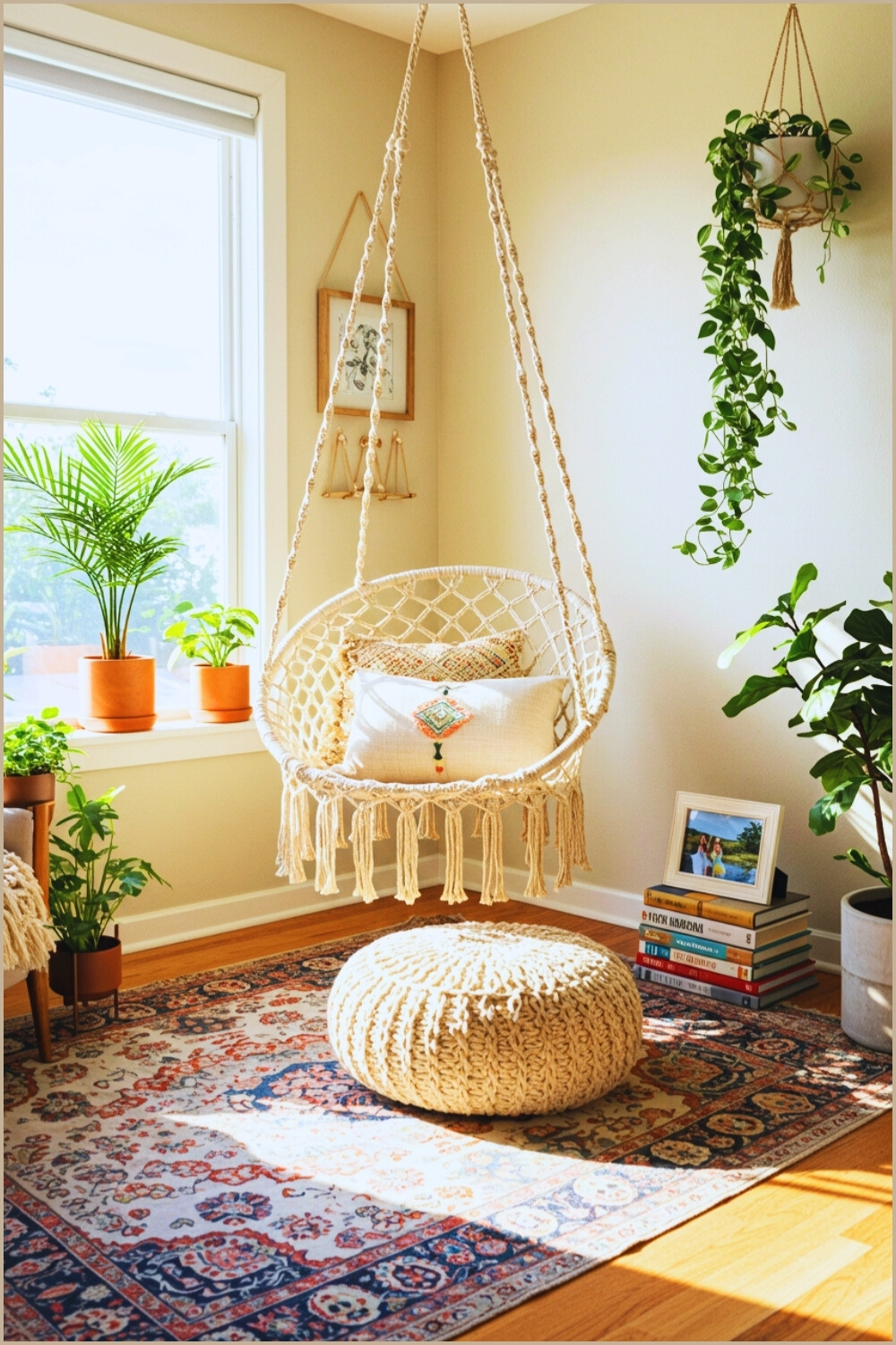 Boho Corner Macrame Hanging Chair