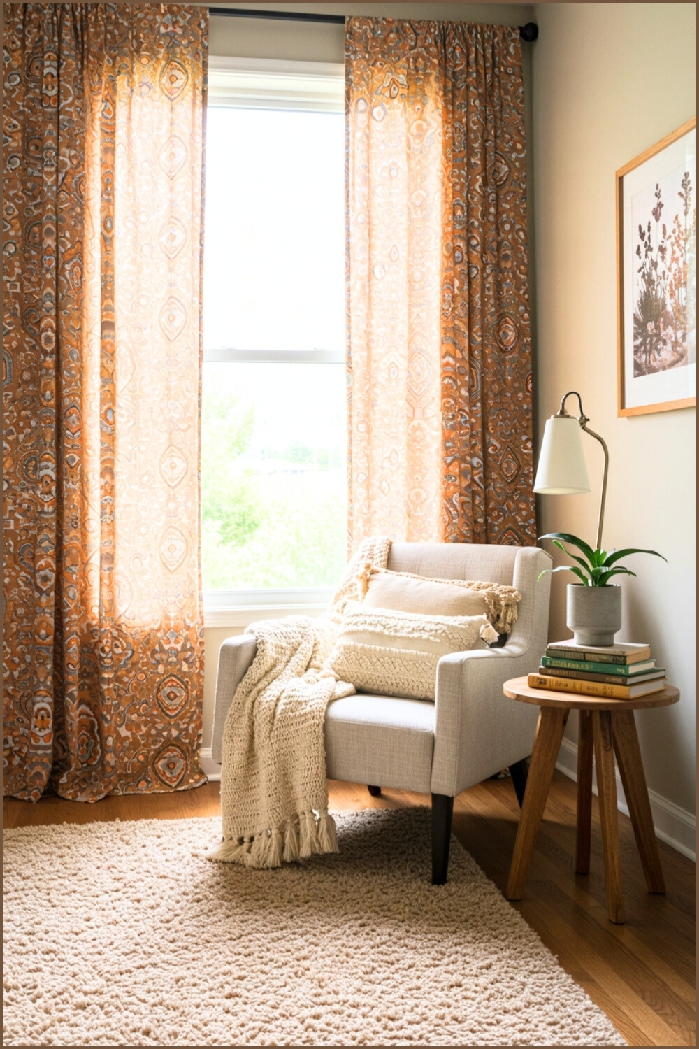 Boho Reading Nook Tribal Patterned Curtains