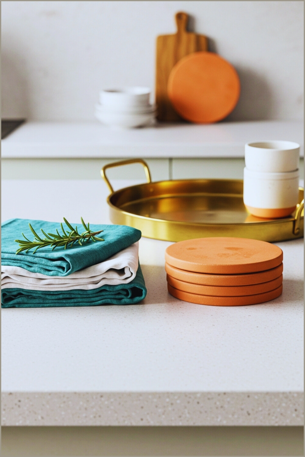 Brass Tray Kitchen Island For A Simple Vignette