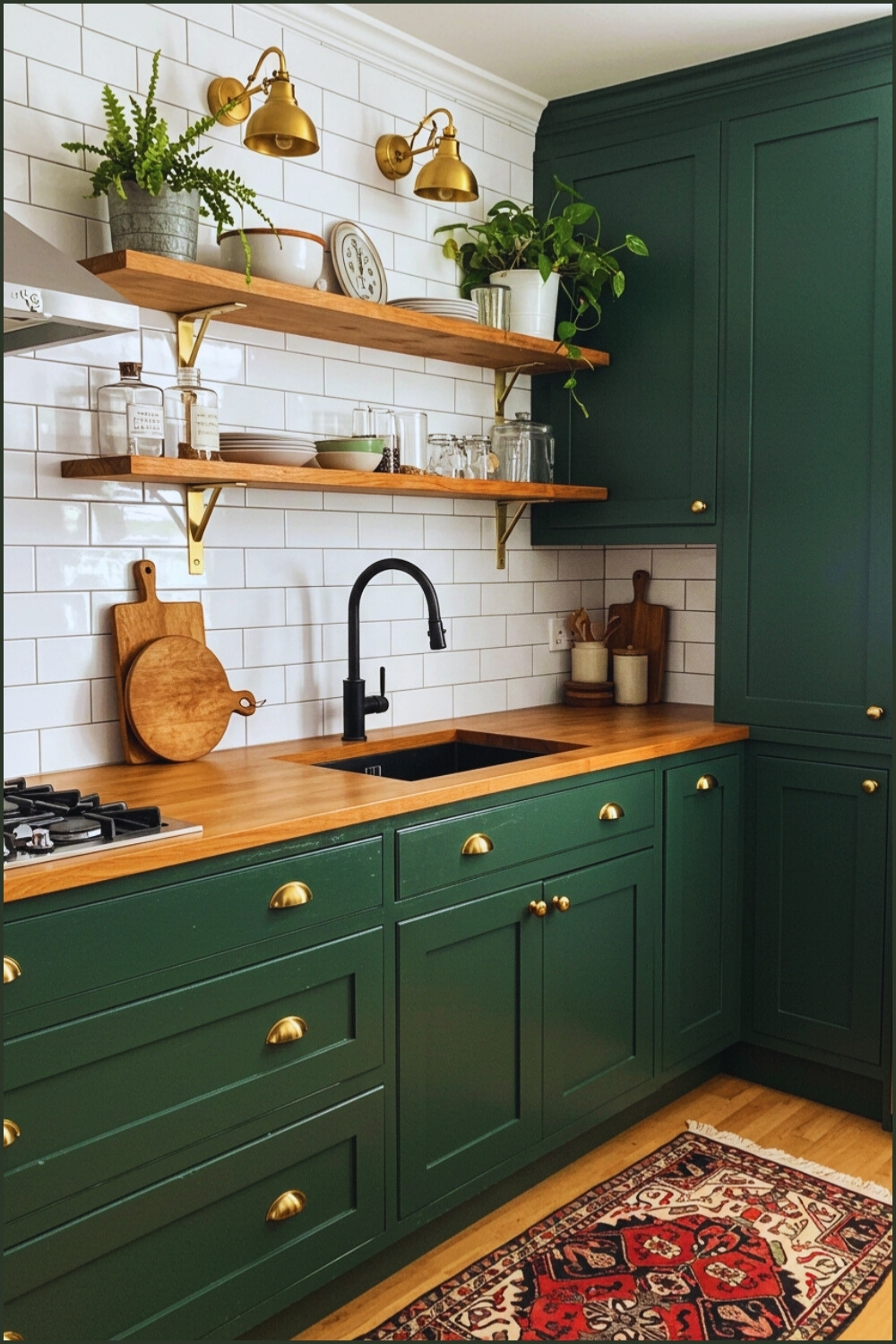 Charming Green Cabinets Brass Hardware