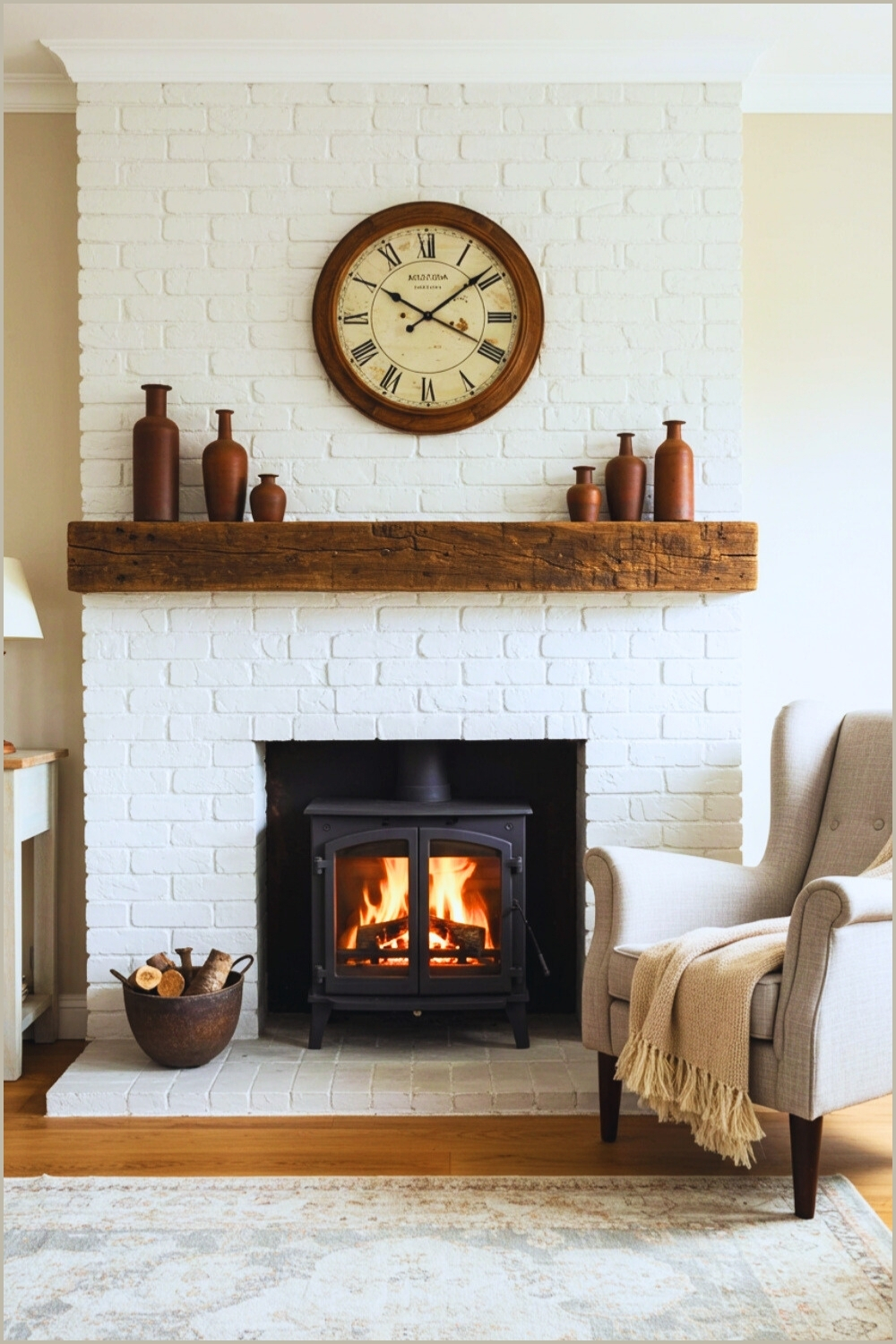 Charming Rustic Living Room Reclaimed Wood Mantel