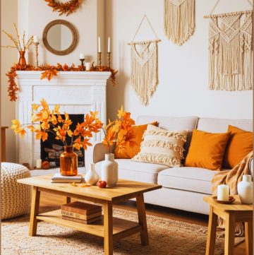 Chic Bohemian Living Room White Fireplace Décor