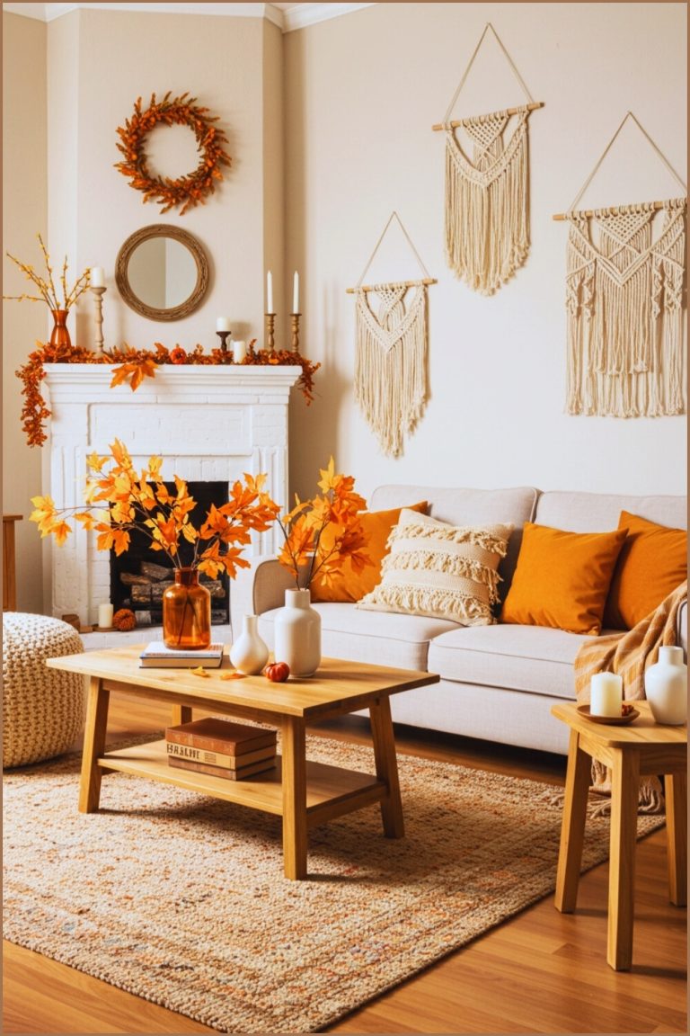 Chic Bohemian Living Room White Fireplace Décor