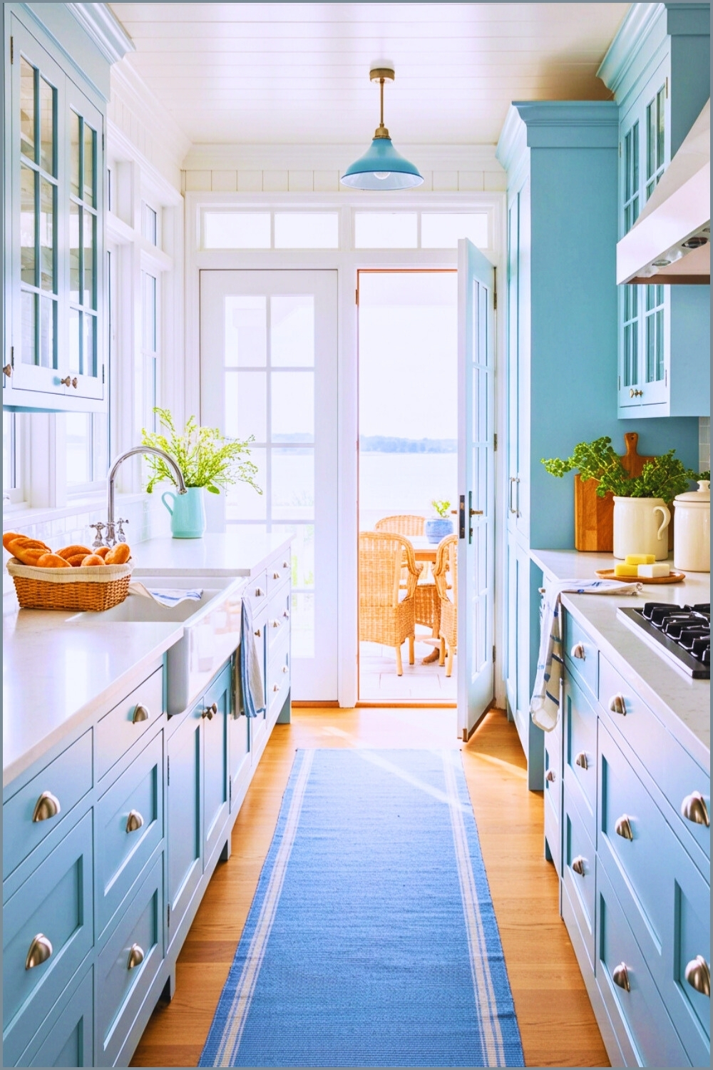 Coastal Kitchen Sea-glass Blue Shaker Cabinets
