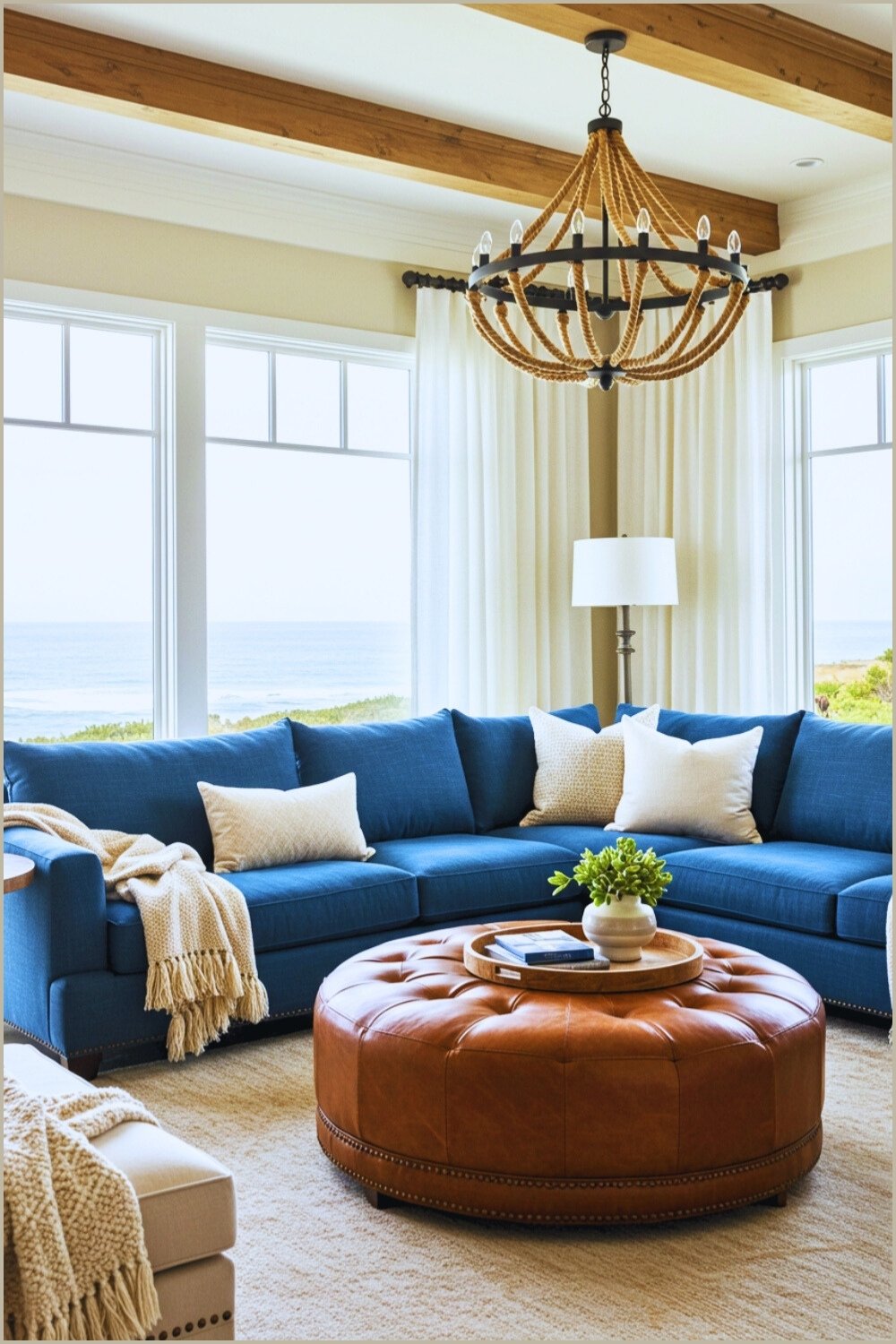 Coastal Living Room Ocean View Windows