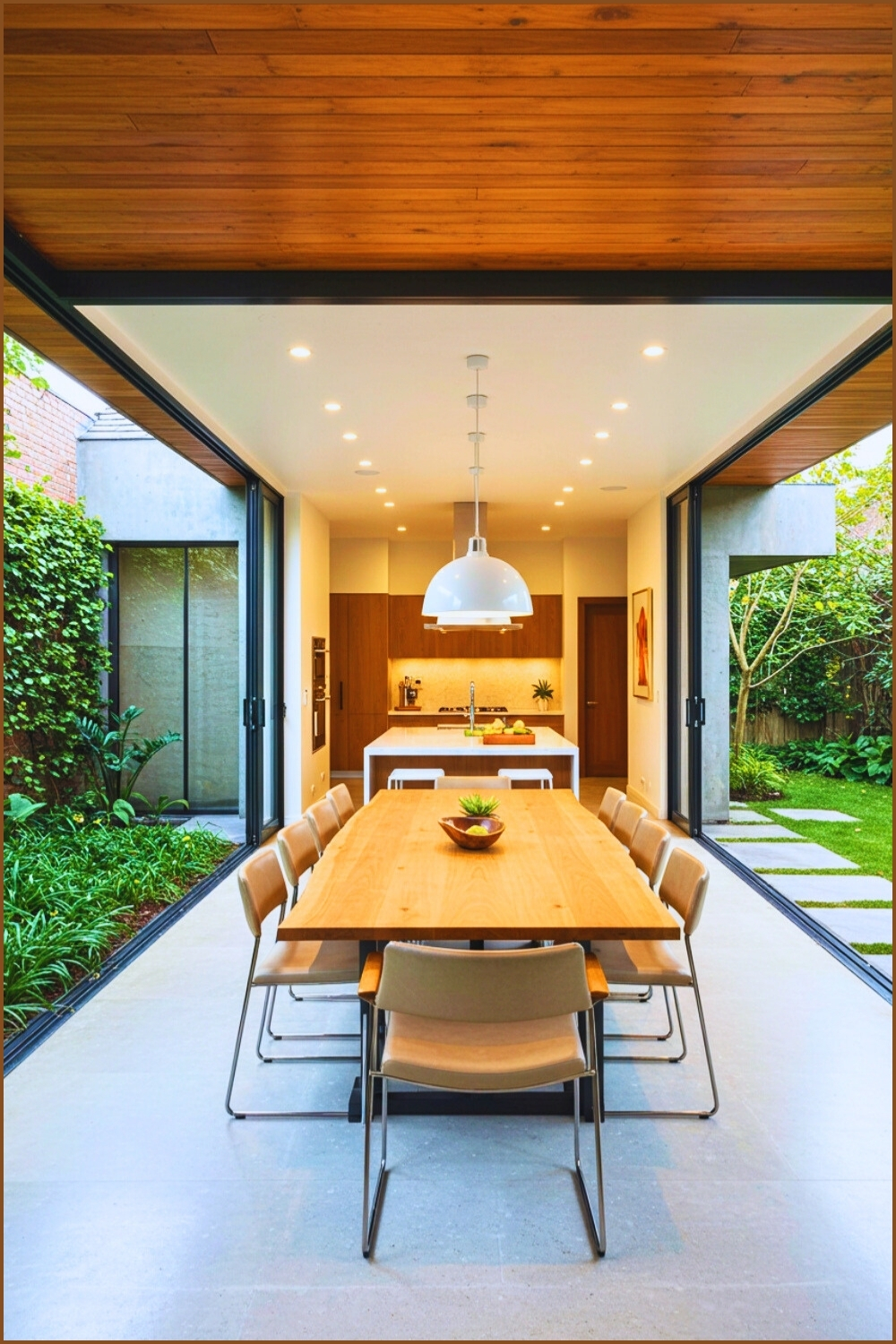 Contemporary Dining Space Wooden Table Chairs