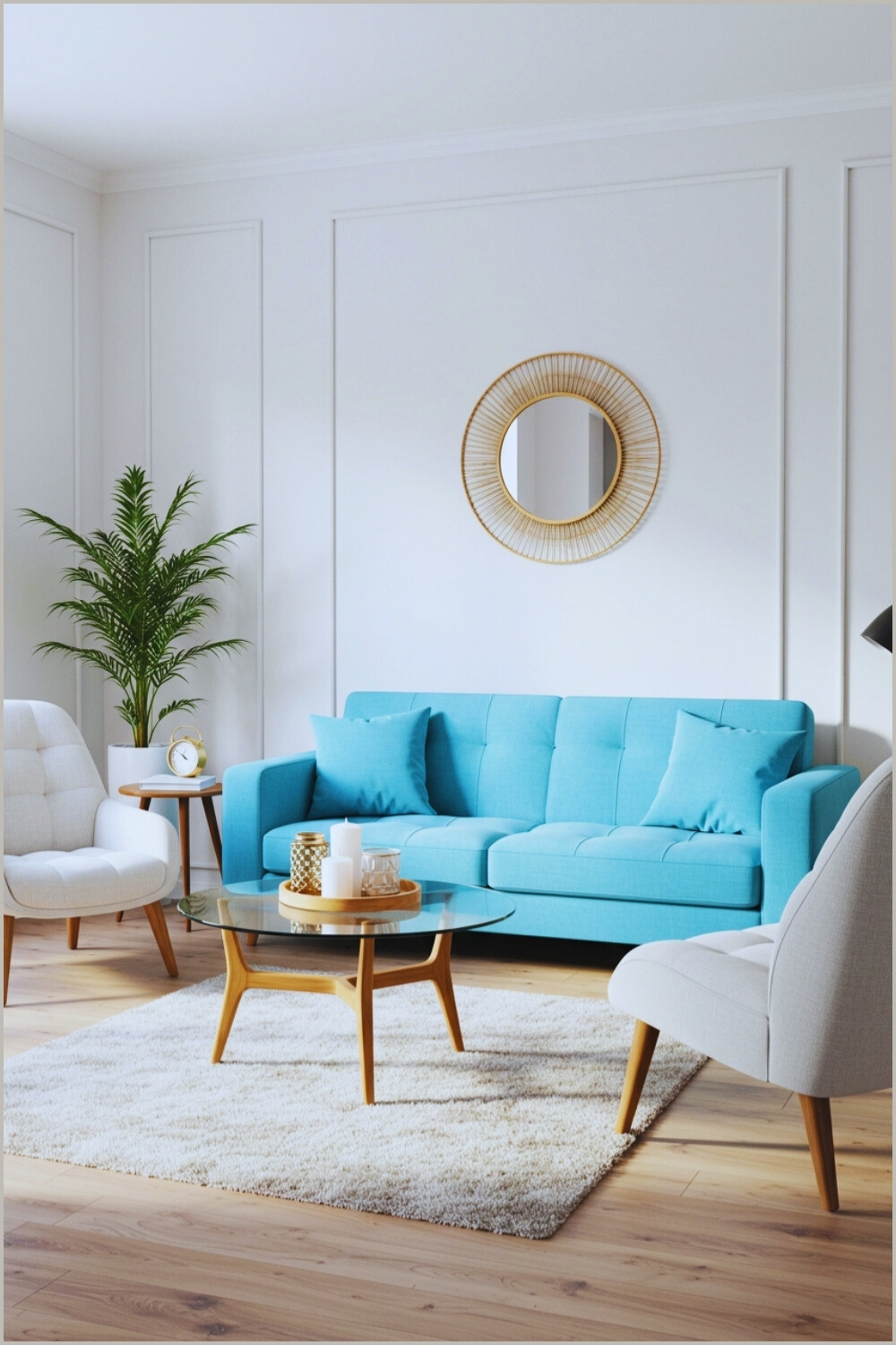 Contemporary Living Room Minimalist White Walls