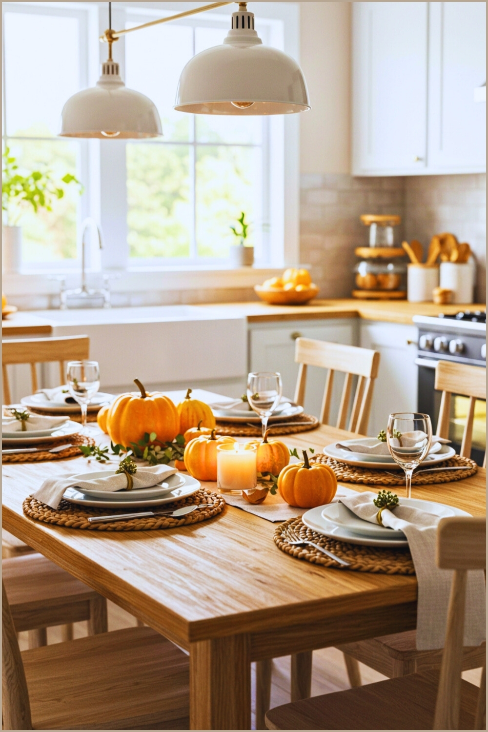Cozy Autumn Kitchen Wooden Table