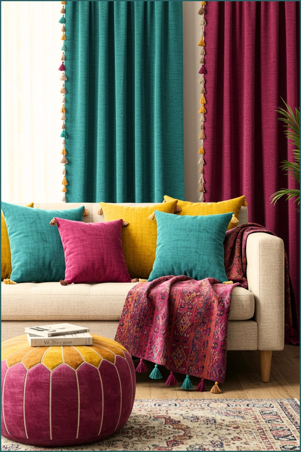 Cozy Boho Living Room Vibrant Textures Colors