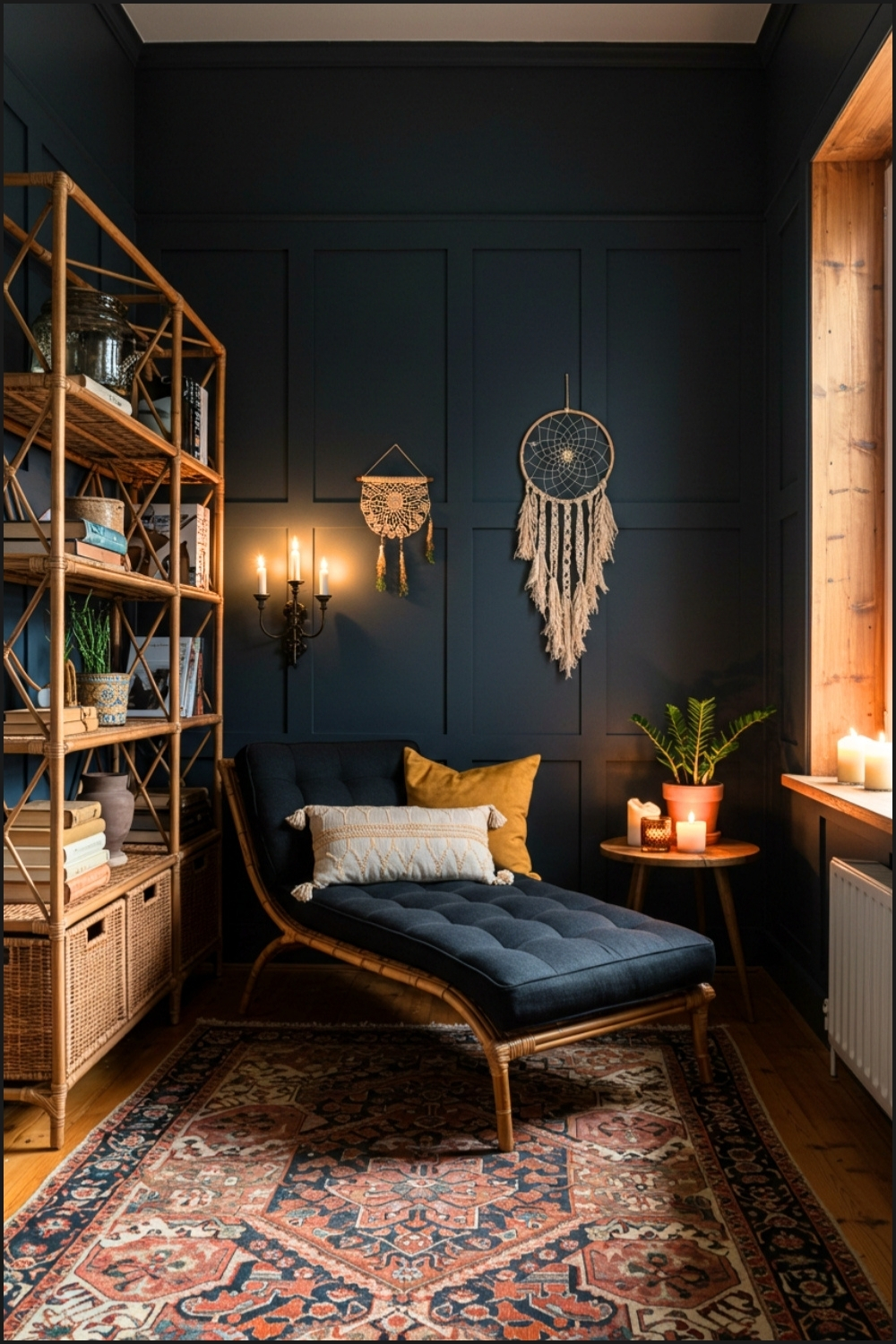 Cozy Boho Nook Moody Navy Walls