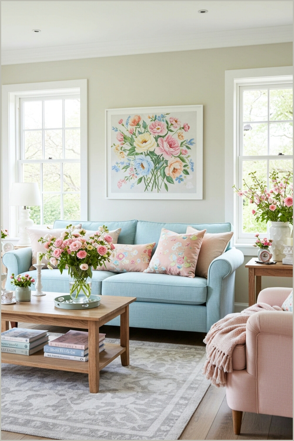 Cozy Cottage Living Room Pastel Tones And Floral Ar