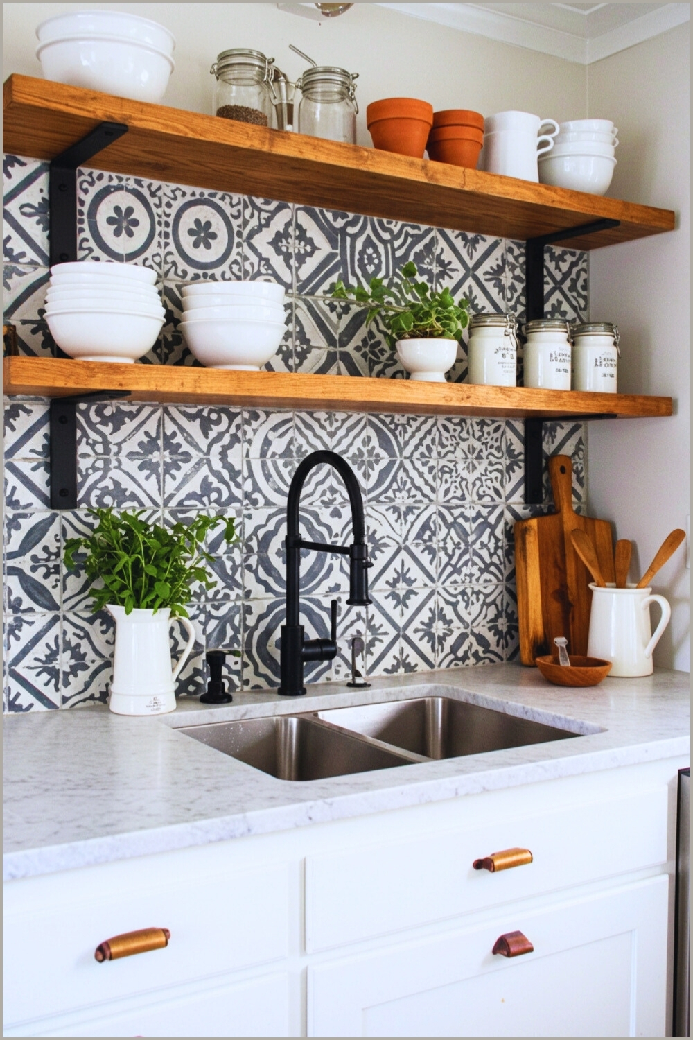 Cozy Eclectic Kitchen Sink Bold Black White