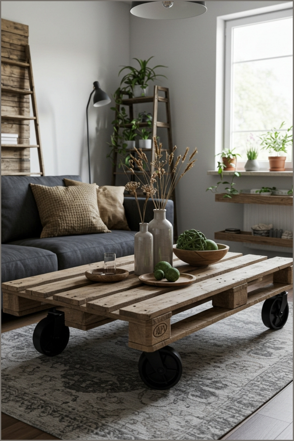 Cozy Eco-friendly Living Room Unique Pallet Wood Design