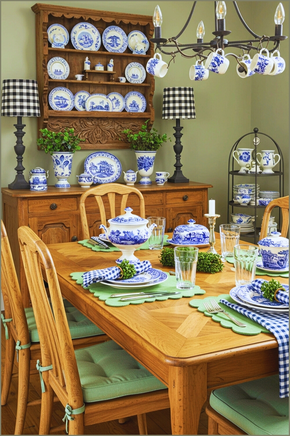 Cozy French Country Dining Table In Blue Green