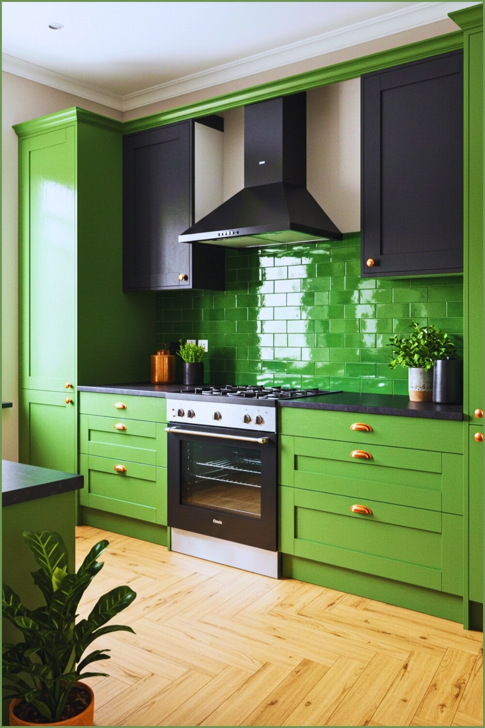 Cozy Kitchen Deep Green Tile Backsplash