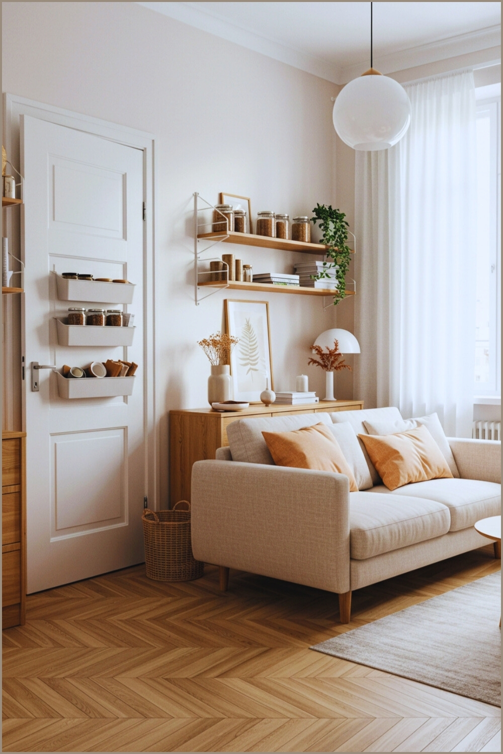 Cozy Living Room Organized Storage