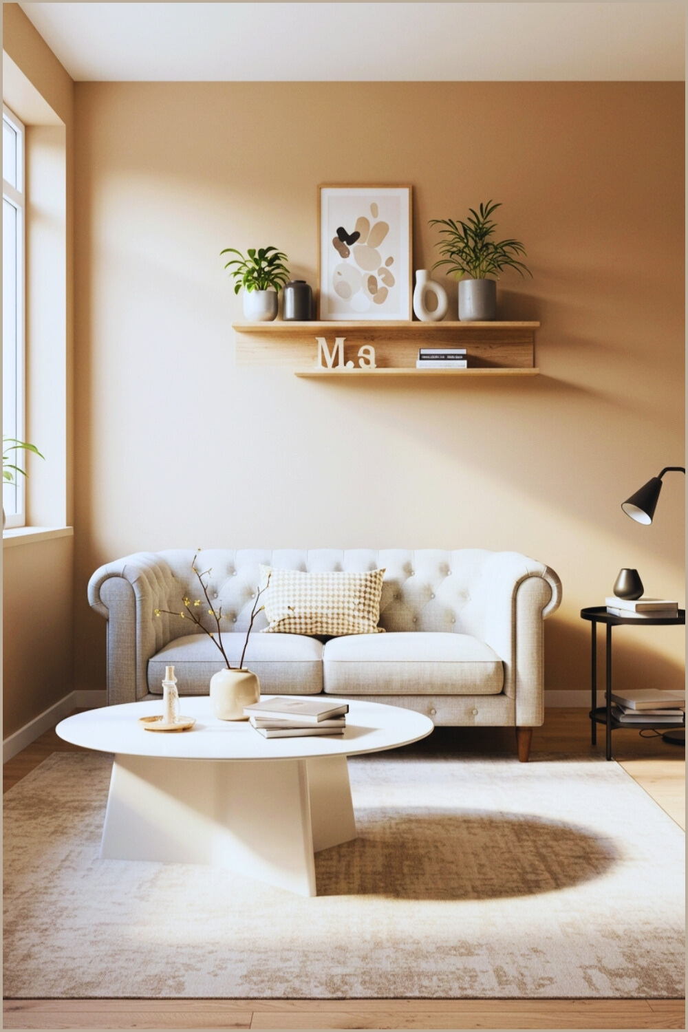 Cozy Modern Living Room Beige Walls And Light Gray Accents