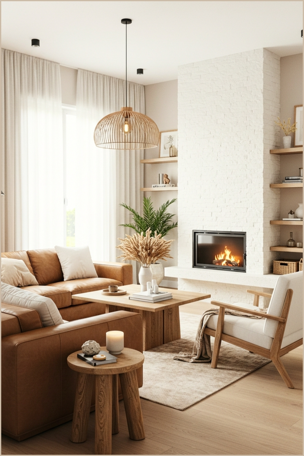 Cozy Modern Living Room Minimalist Design Warm Accents